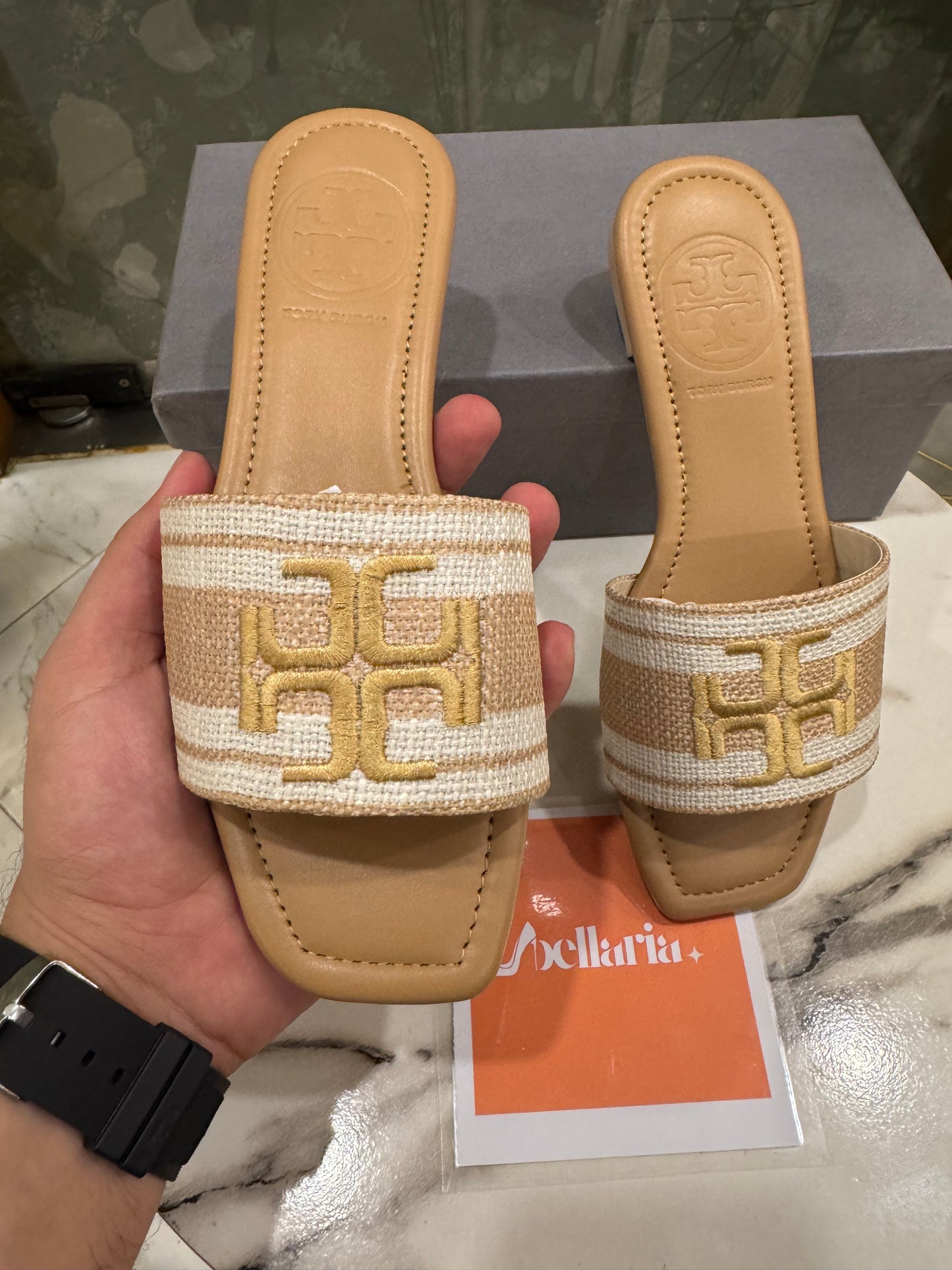 TR EMBROIDERY LINT FLATS - BROWN