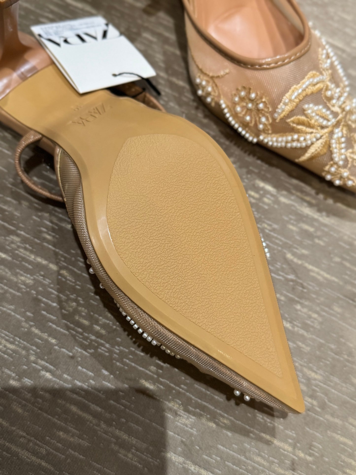 ORIG ZR EMBROIDERY SLING BACK - Beige
