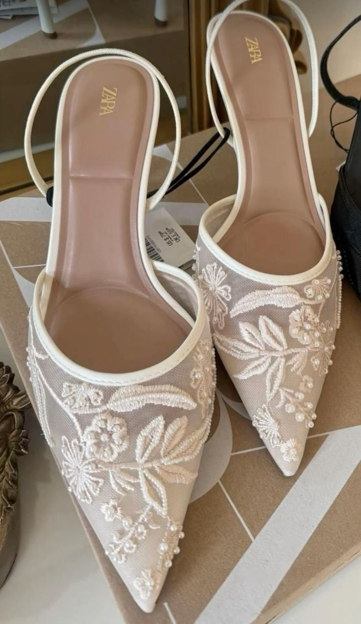 ORIG ZR EMBROIDERY SLING BACK - White