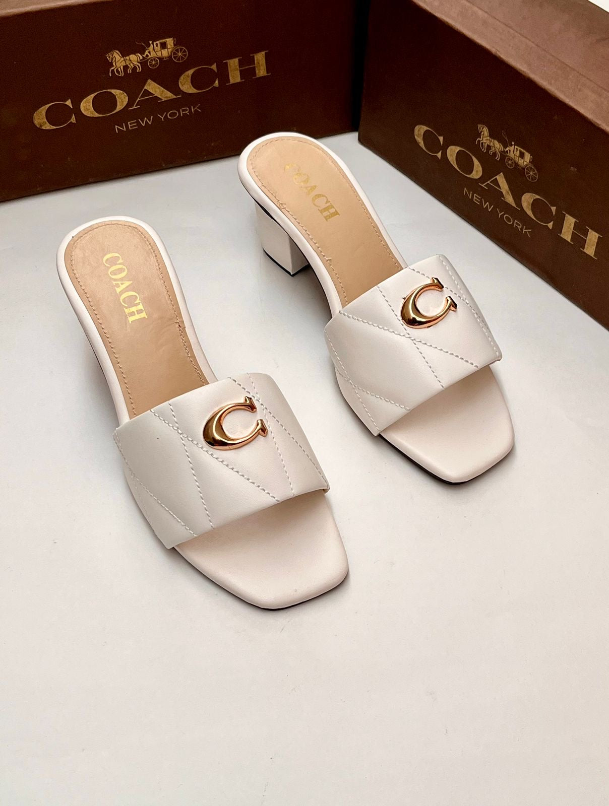 Coachh holly block heel - White