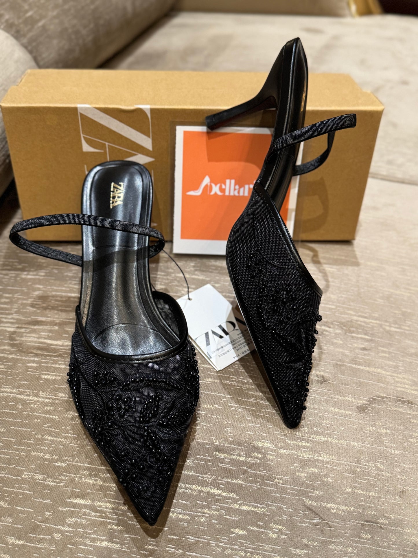 ORIG ZR EMBROIDERY SLING BACK - Black