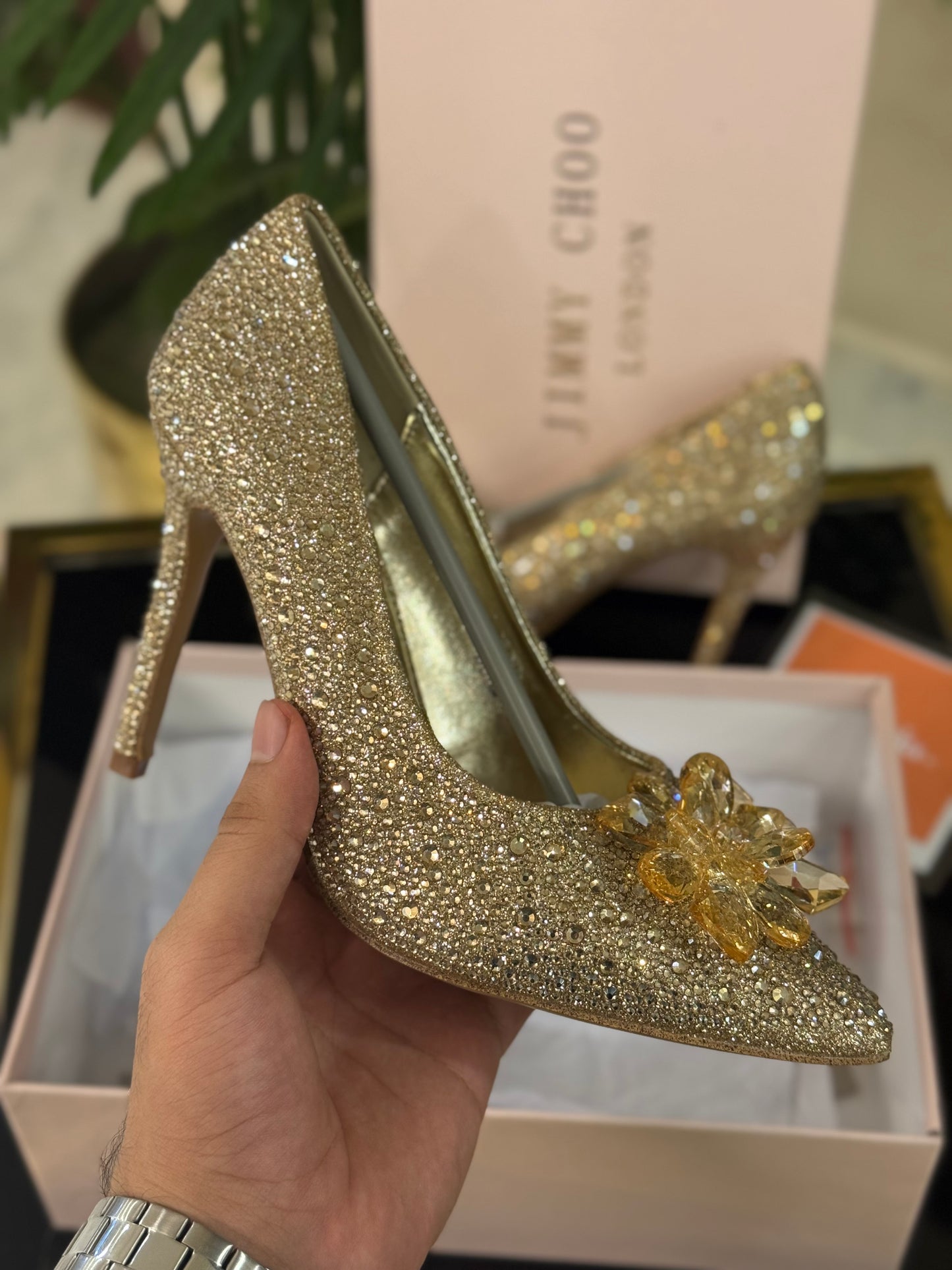 JIMMY CHO GODIVA HEEL - GOLD