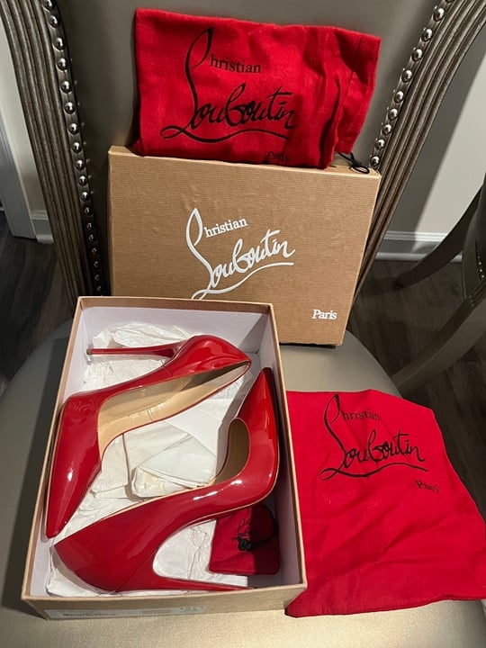 LOUBOUTIN PATENT HEEL - RED