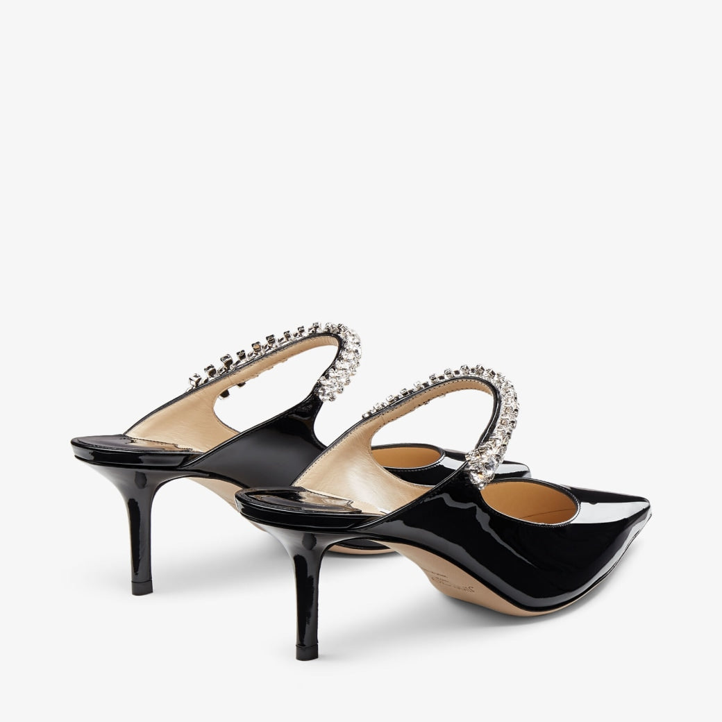 JC OPEN TOE LEATHER HEELS - BLACK