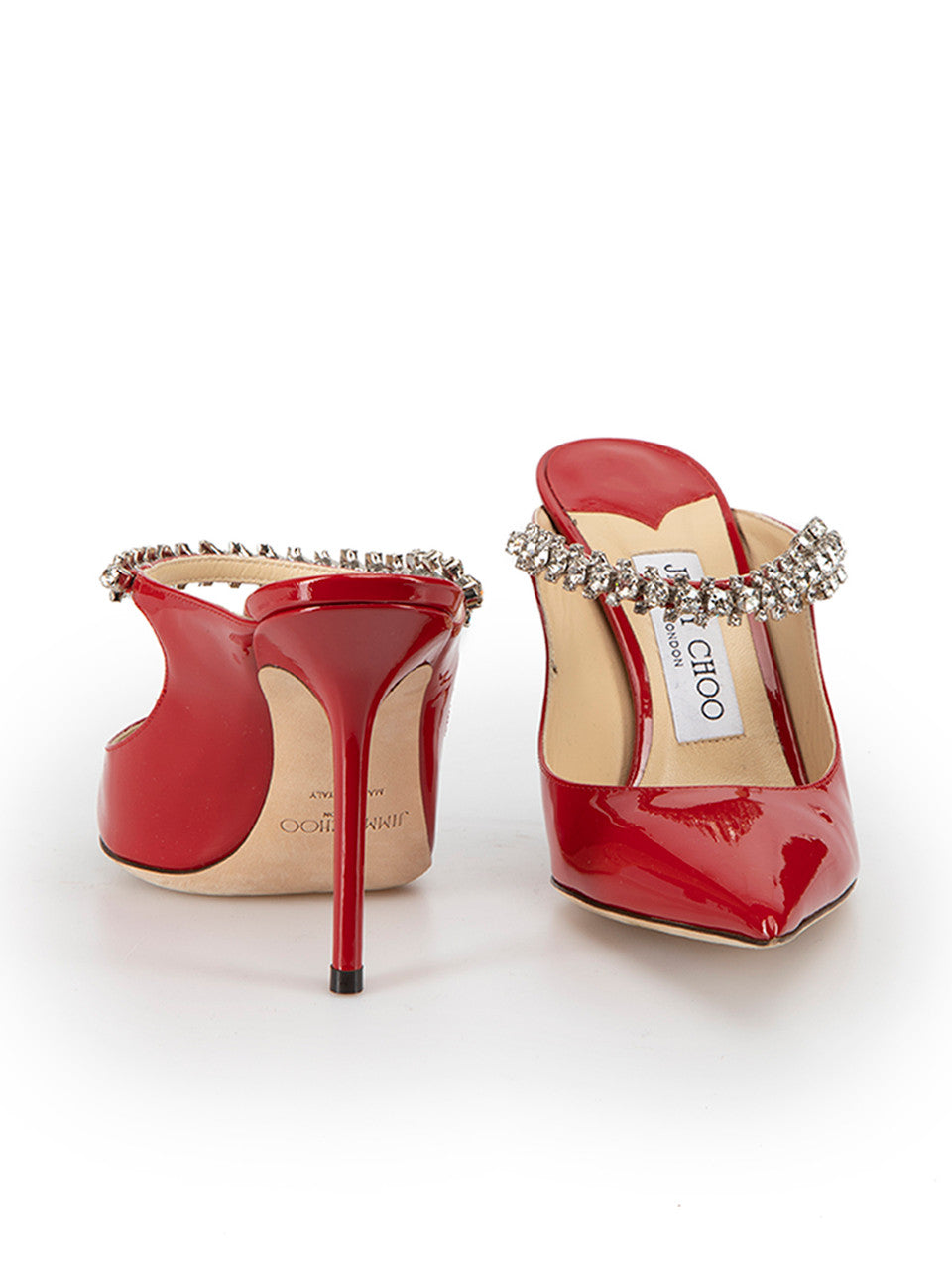JC OPEN TOE LEATHER HEELS - RED