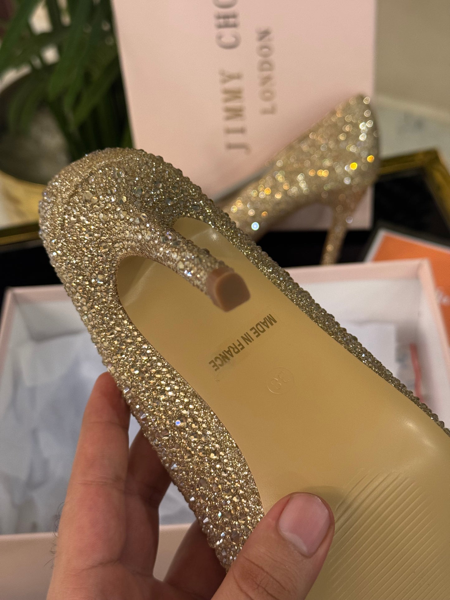 JIMMY CHO GODIVA HEEL - GOLD