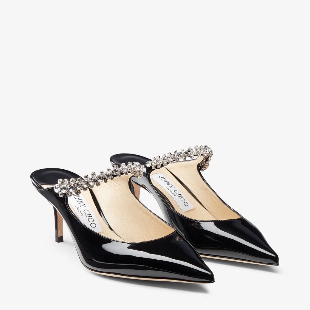 JC OPEN TOE LEATHER HEELS - BLACK