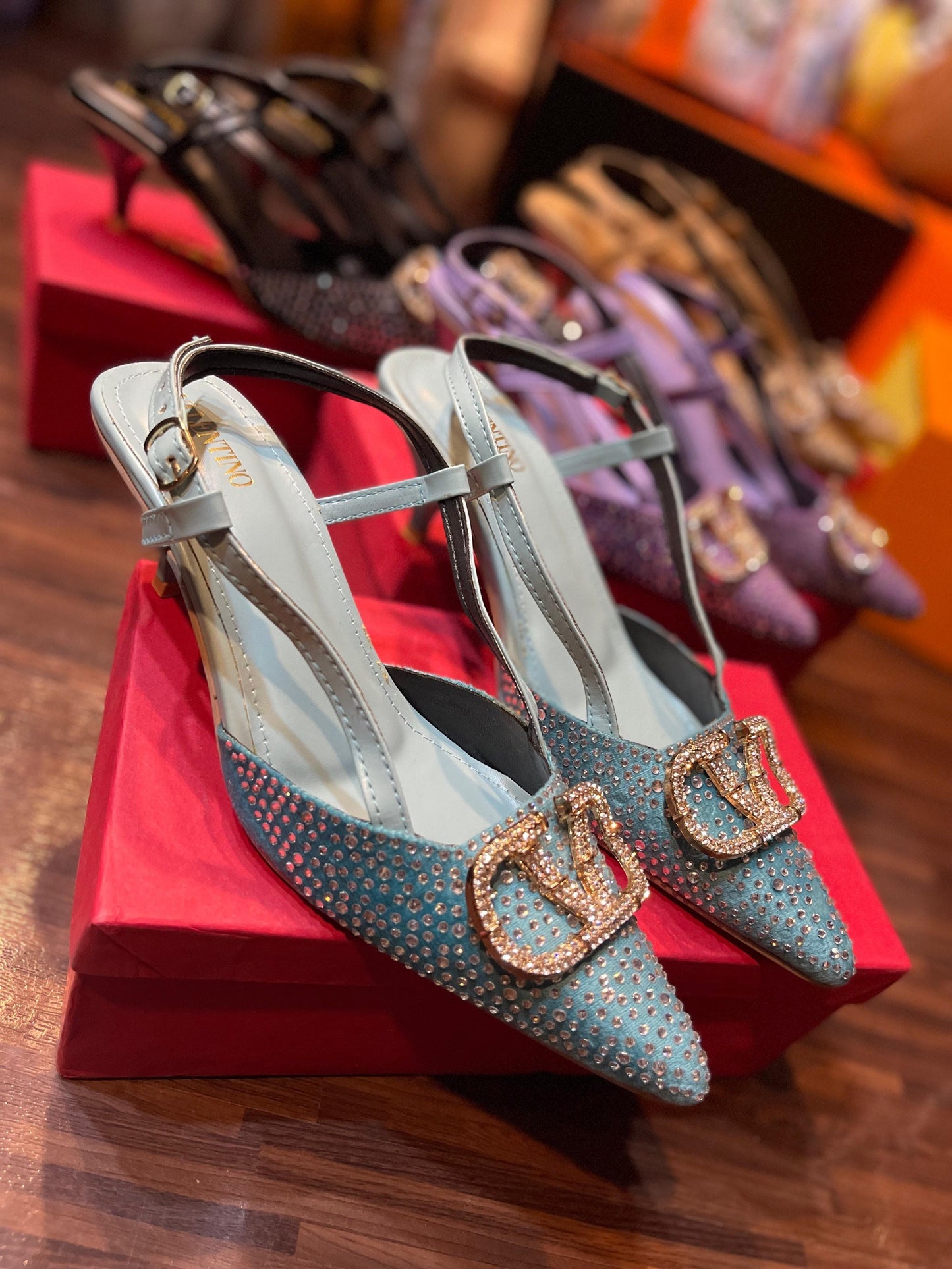 BELLARIA VL SHIMMER HEEL - SKYBLUE