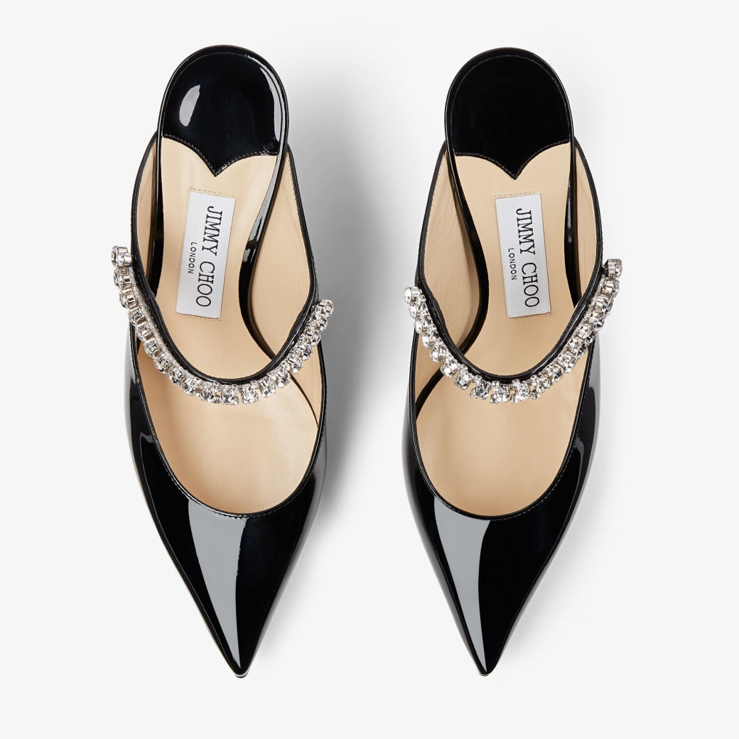 JC OPEN TOE LEATHER HEELS - BLACK
