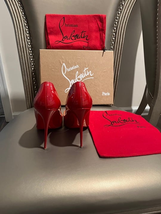 LOUBOUTIN PATENT HEEL - RED