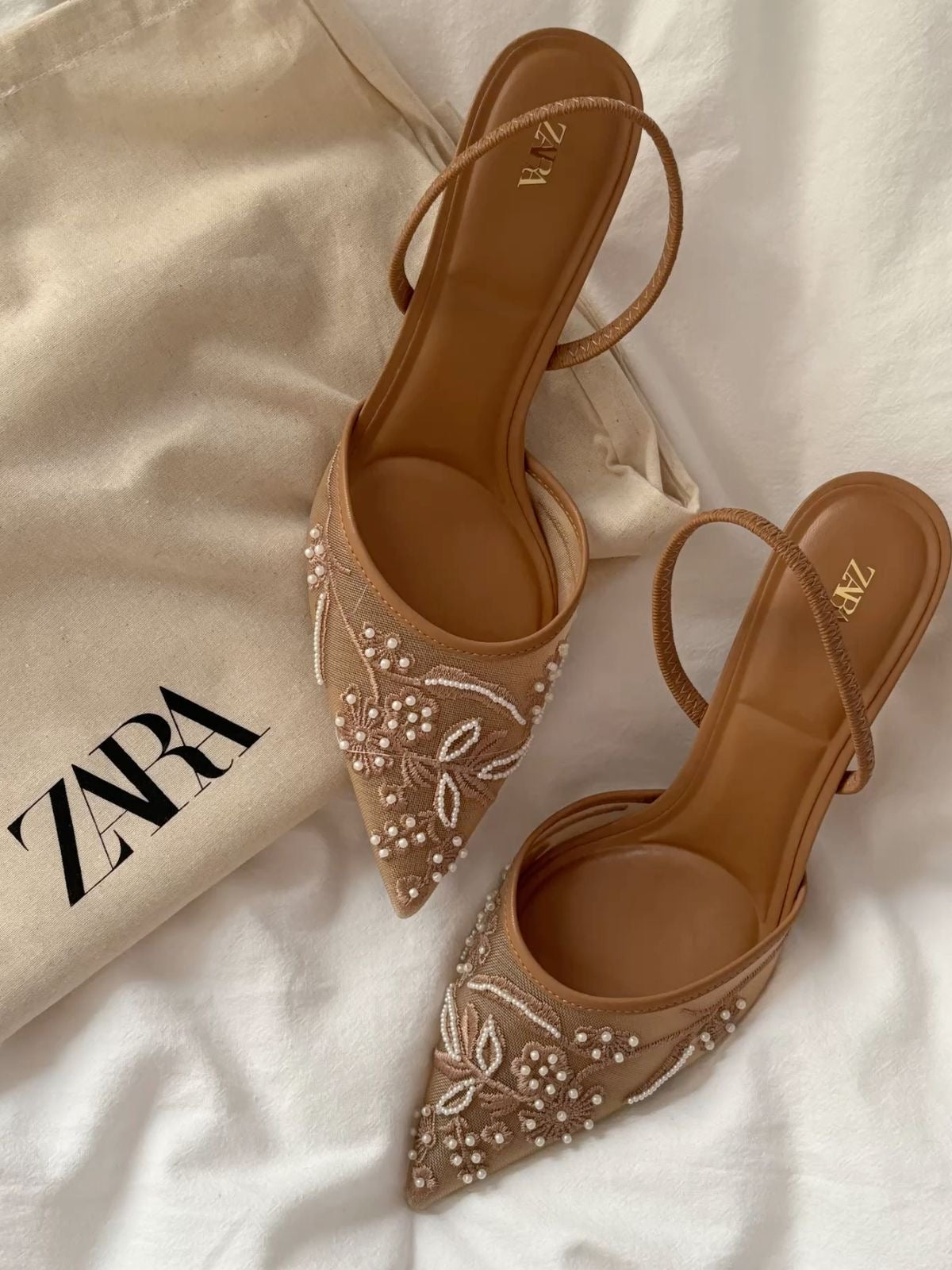 ORIG ZR EMBROIDERY SLING BACK - Beige