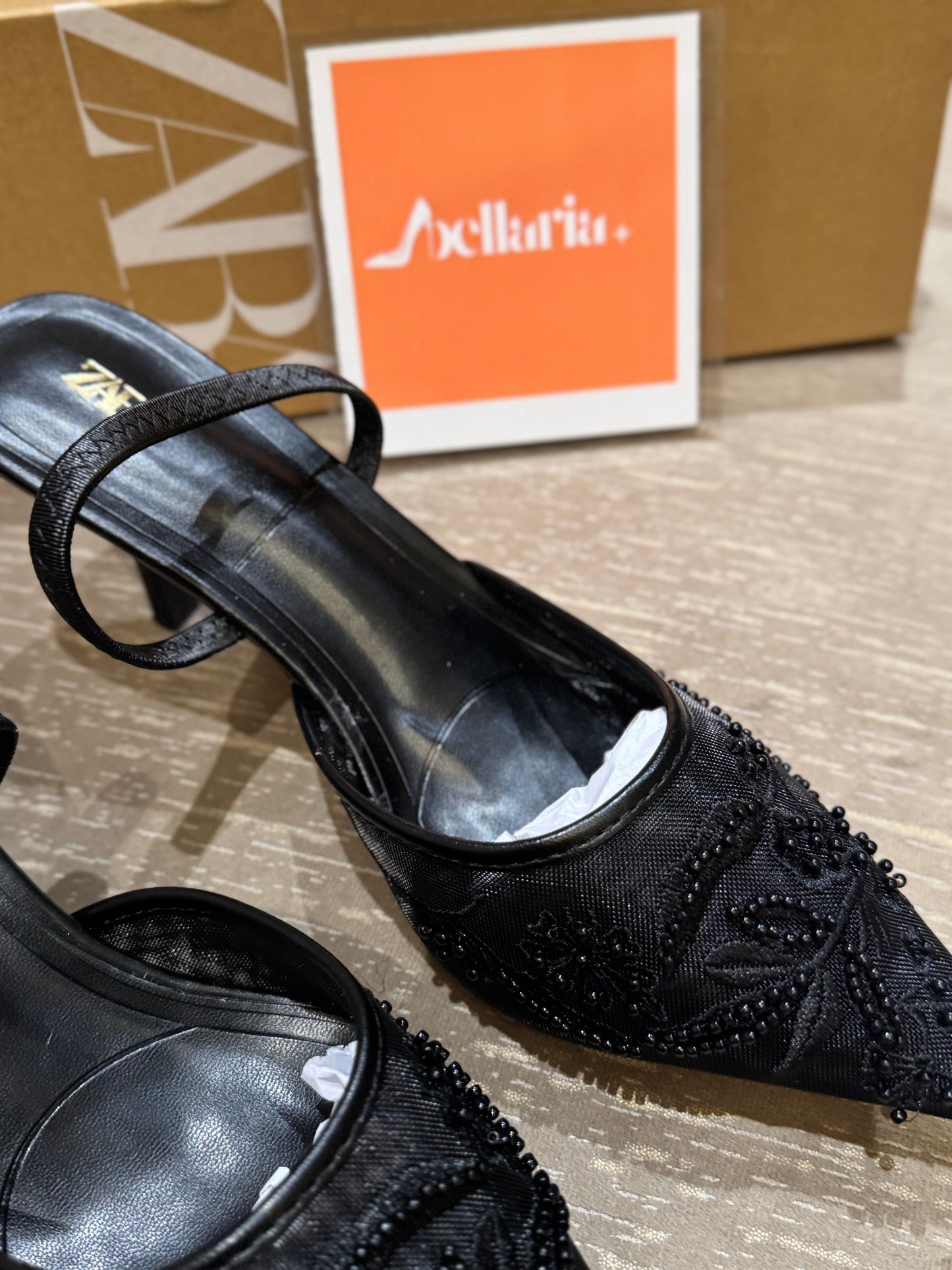 ORIG ZR EMBROIDERY SLING BACK - Black