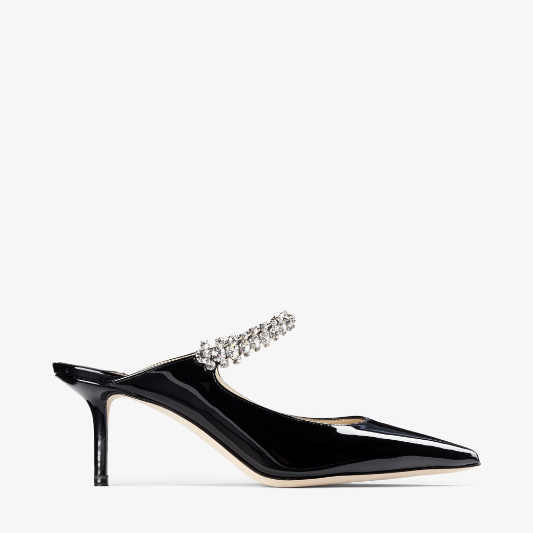 JC OPEN TOE LEATHER HEELS - BLACK