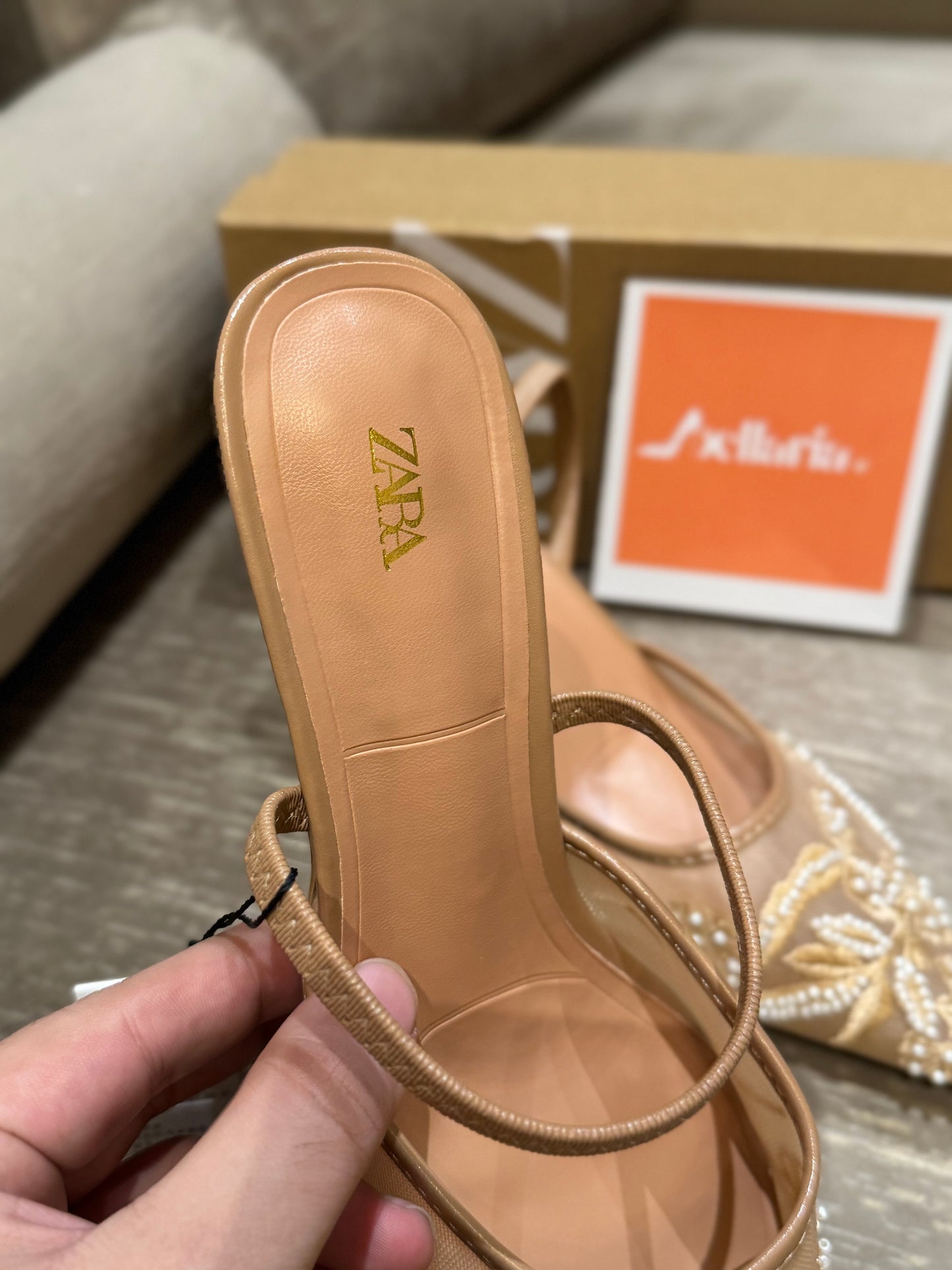 ORIG ZR EMBROIDERY SLING BACK - Beige