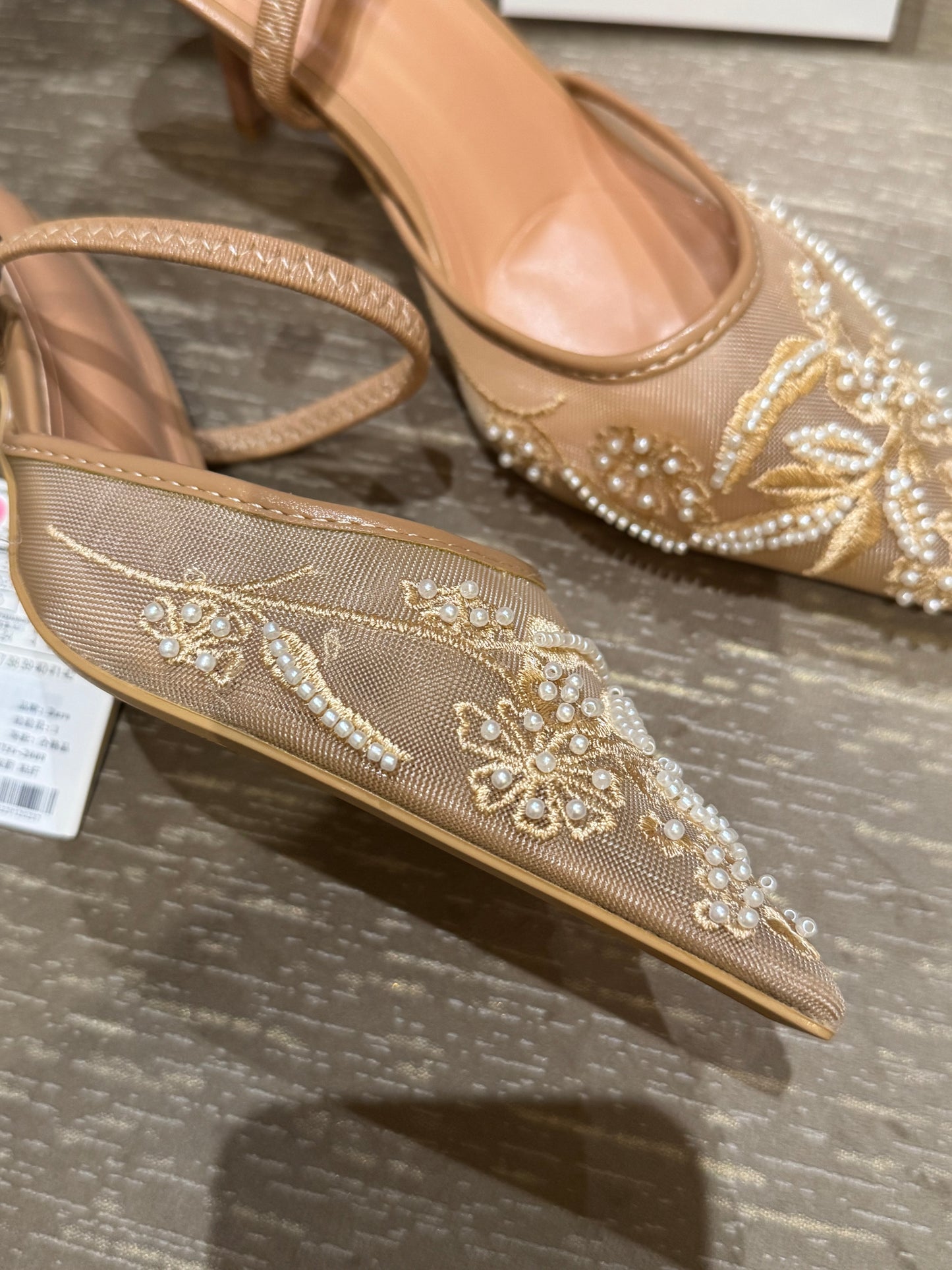 ORIG ZR EMBROIDERY SLING BACK - Beige