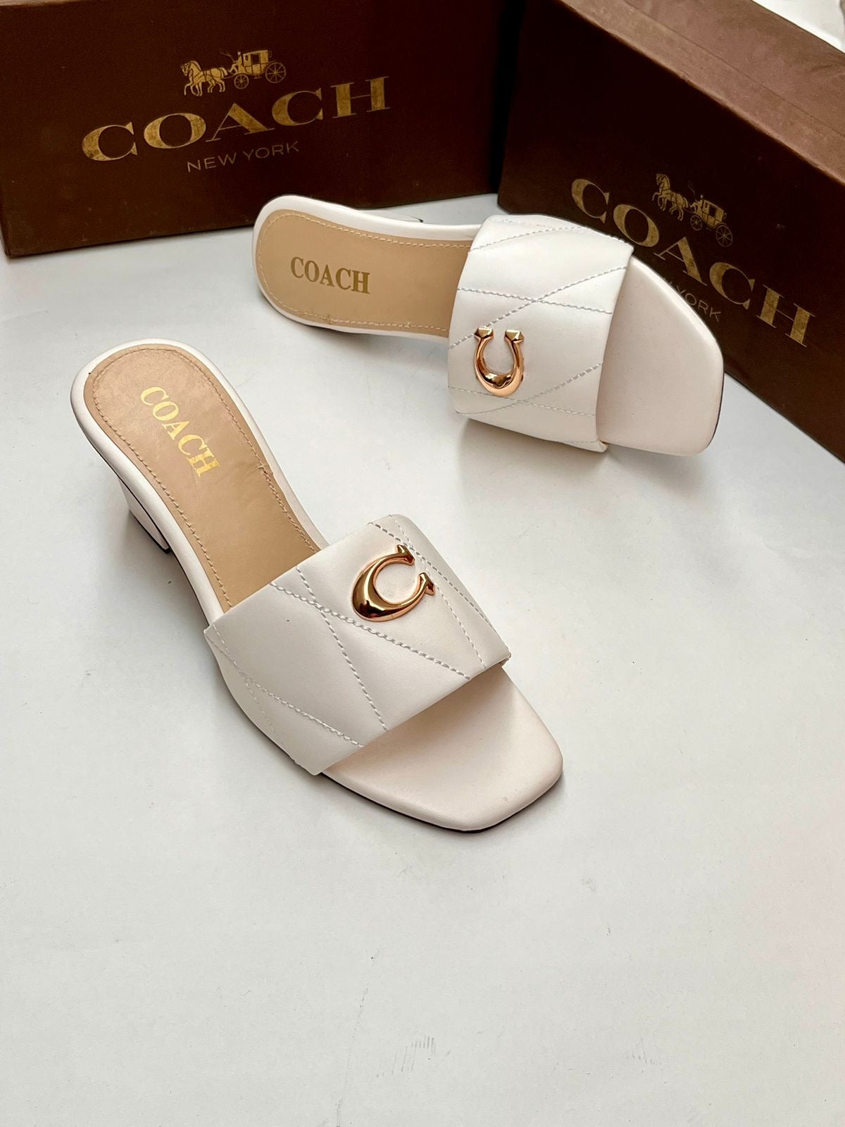 Coachh holly block heel - White