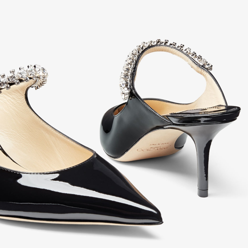 JC OPEN TOE LEATHER HEELS - BLACK