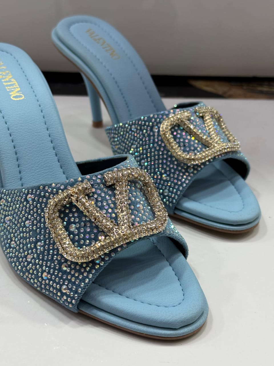 BELLARIA RHINESTONE OPEN HIGH-HEEL - BLUE