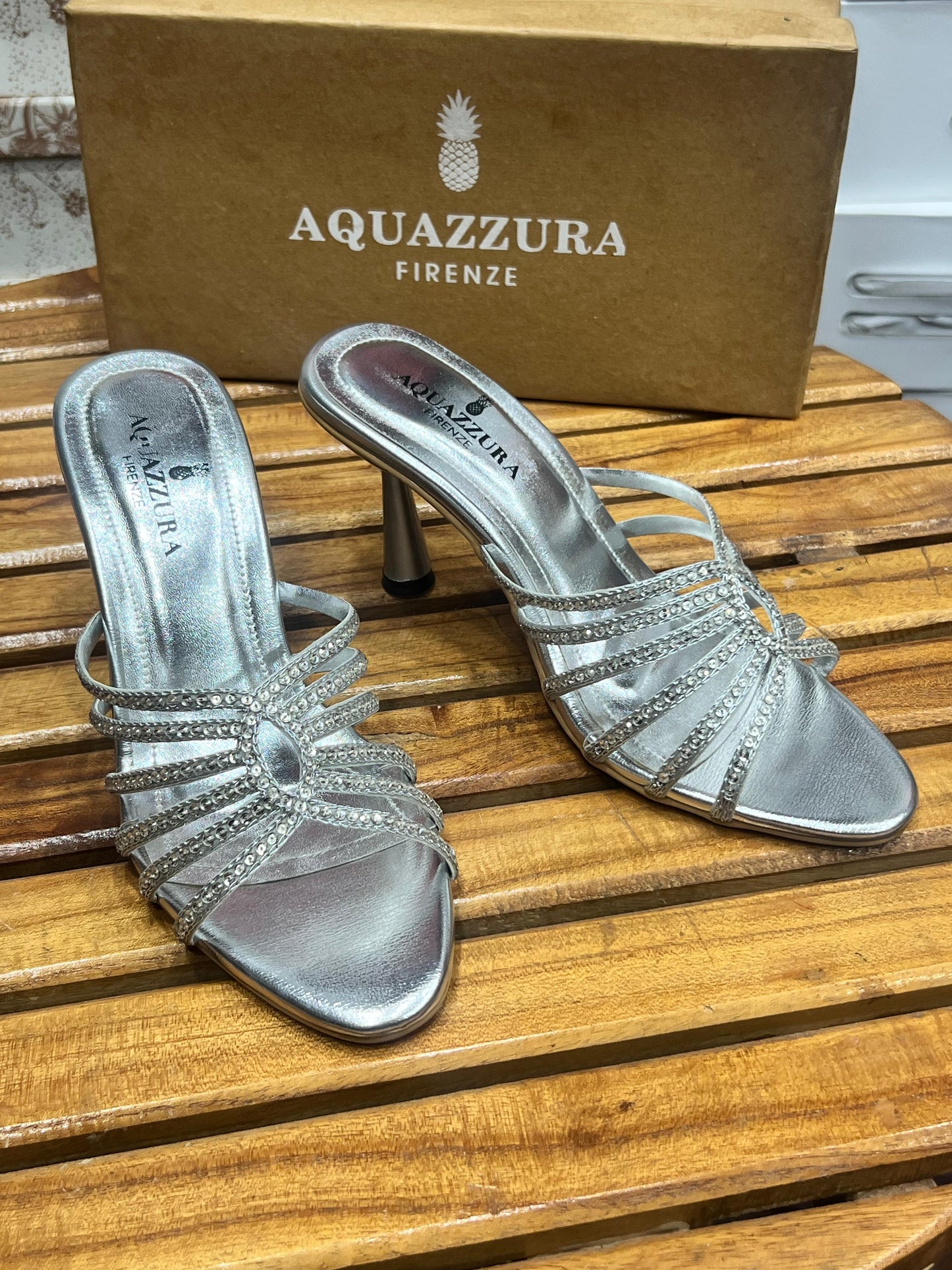 BELLARIA AQUA EMBR HEEL - SILVER