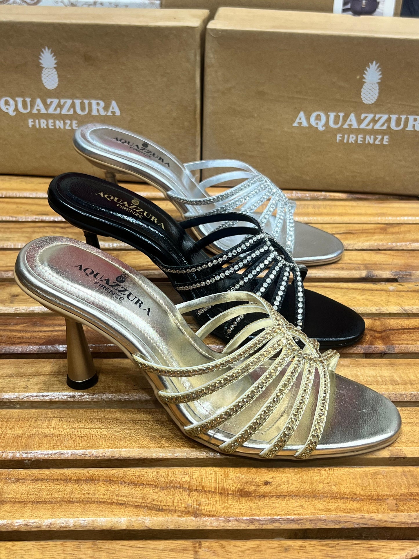 BELLARIA AQUA EMBR HEEL - GOLDEN