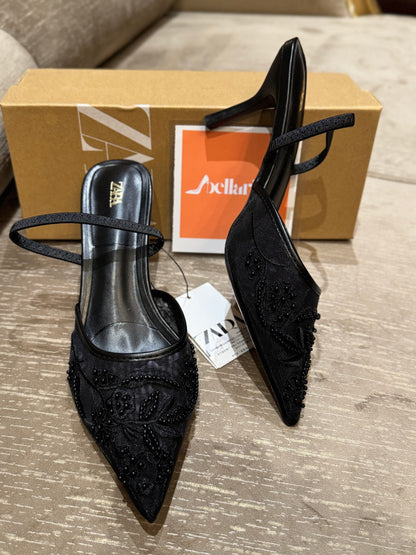 ORIG ZR EMBROIDERY SLING BACK - Black