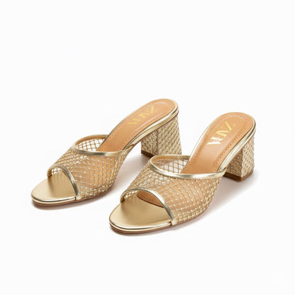 GLAM BLOCK HEEL - GOLDEN