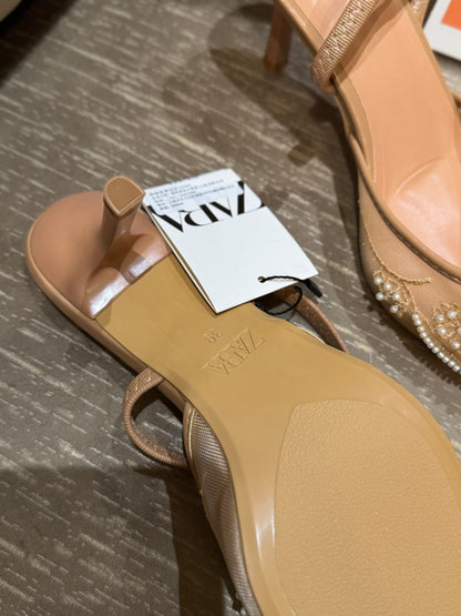 ORIG ZR EMBROIDERY SLING BACK - Beige