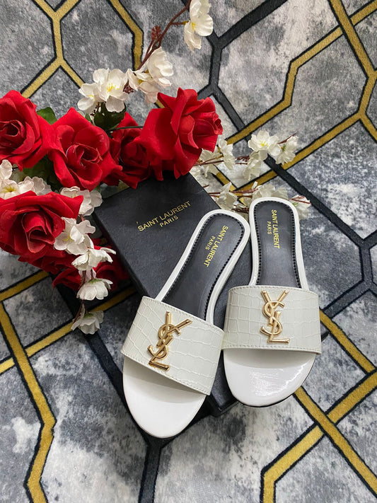 YSL SLIDES ( WHITE )