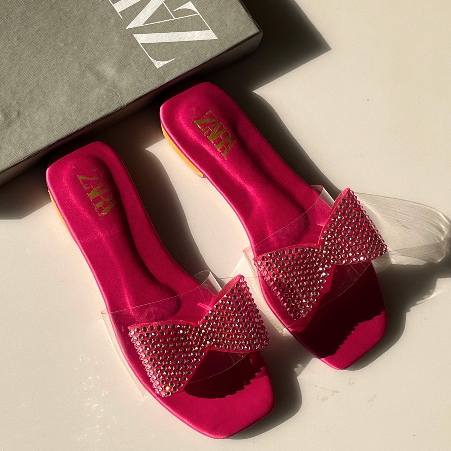 Crysal bow flats - Pink