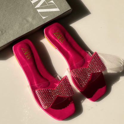 Crysal bow flats - Pink