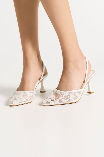 Bellaria ZR Flinta Heel (Embroidery)-White