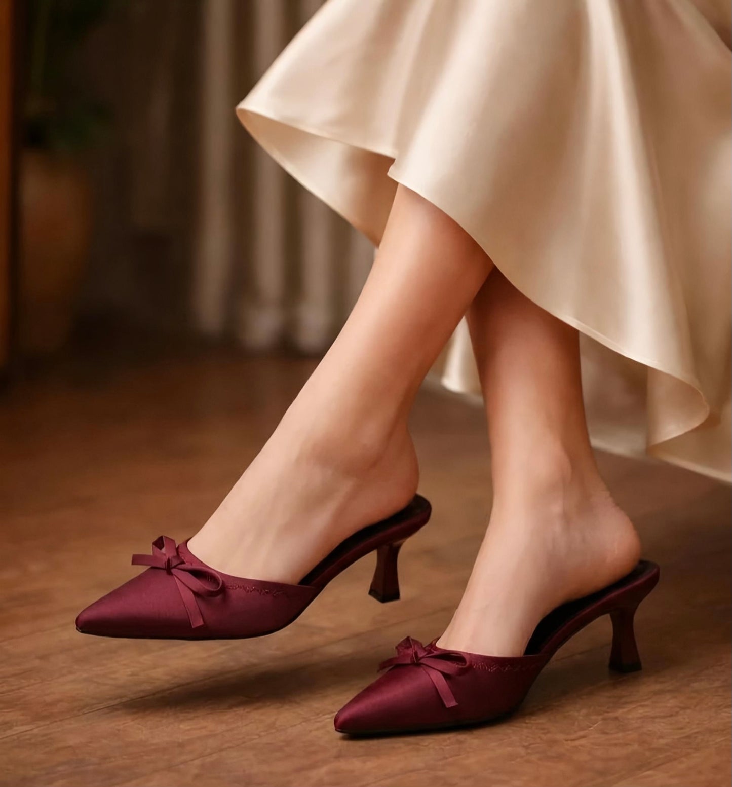 SERENA KITTEN HEEL - Maroon