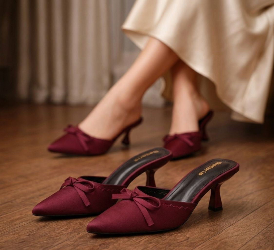 SERENA KITTEN HEEL - Maroon