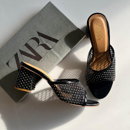 GLAM BLOCK HEEL - BLACK