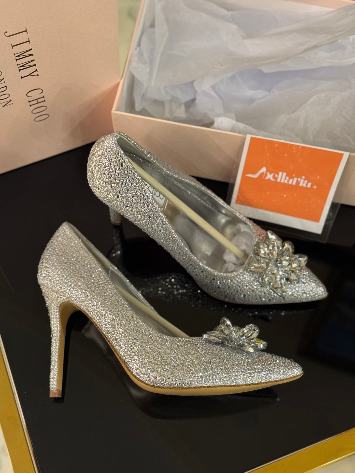 JIMMY CHO GODIVA HEEL - SILVER