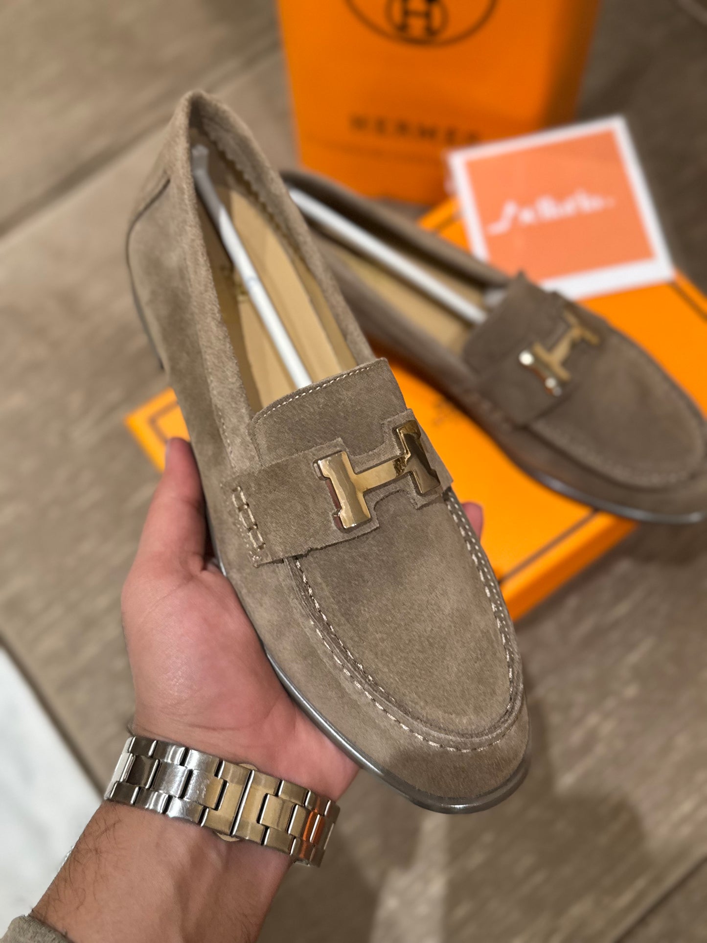 HMES PARIS SUEDE WOMEN SHOES - BEIGE