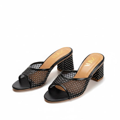 GLAM BLOCK HEEL - BLACK