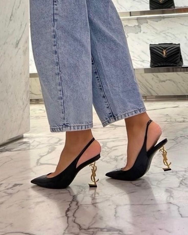 SAINT OPYUM SLING HEEL - BLACK/GOLD