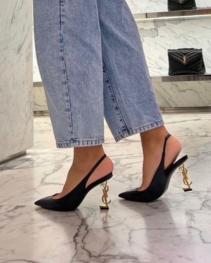SAINT OPYUM SLING HEEL - BLACK/GOLD