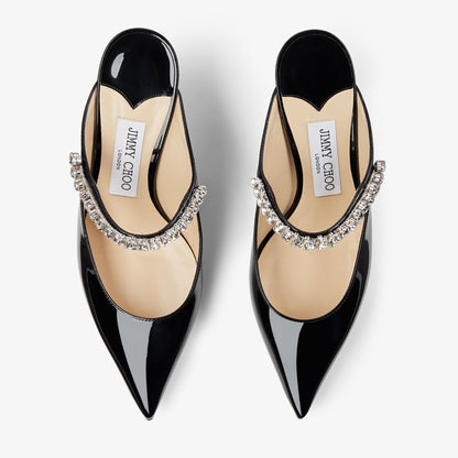 JC OPEN TOE LEATHER HEELS - BLACK
