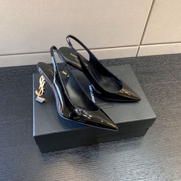 SAINT OPYUM SLING HEEL - BLACK/GOLD