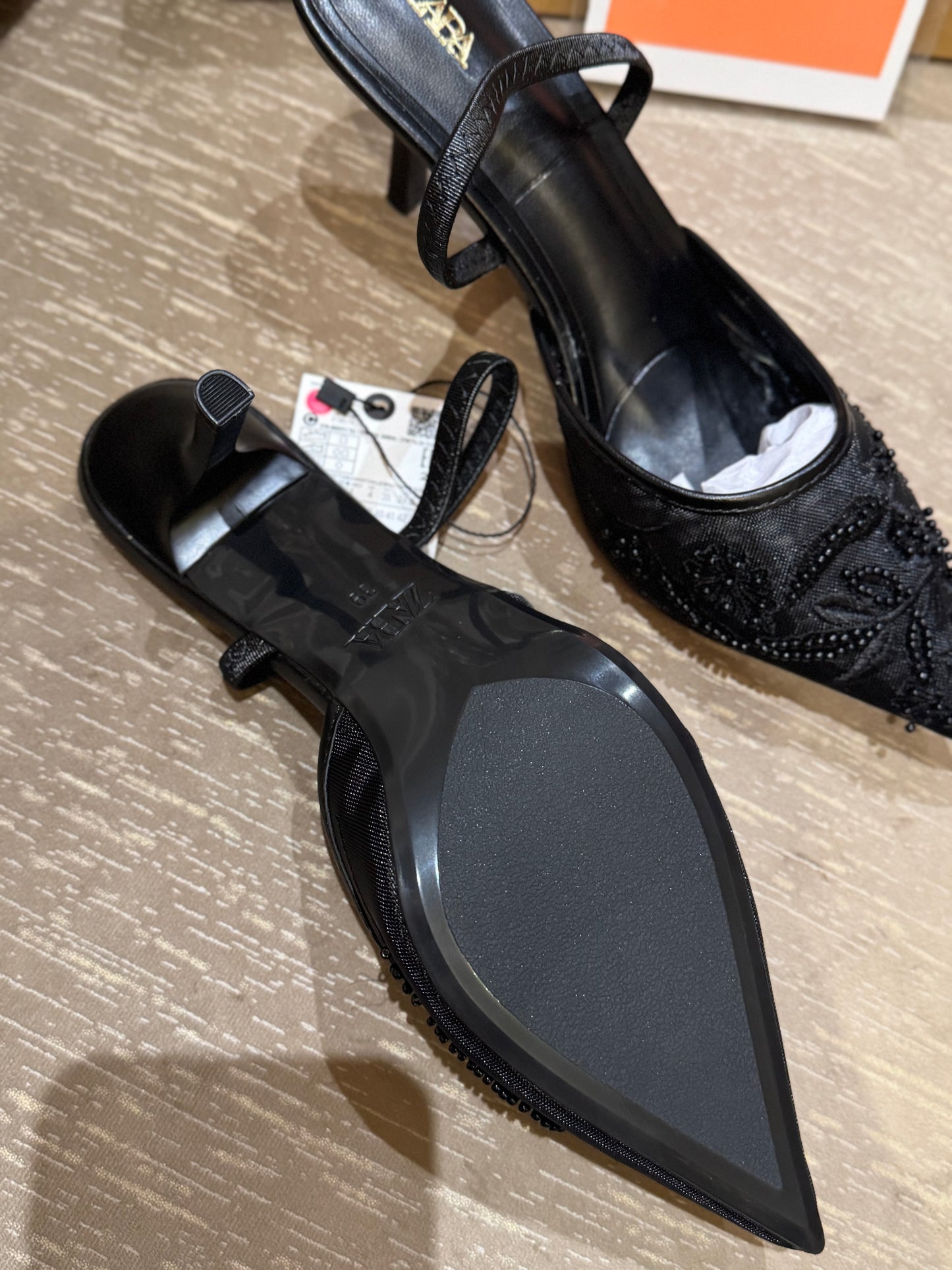 ORIG ZR EMBROIDERY SLING BACK - Black