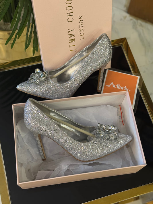 JIMMY CHO GODIVA HEEL - SILVER