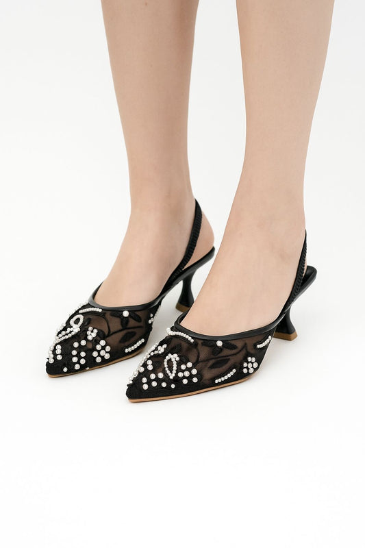 Bellaria ZR Flinta Heel (Embroidery)-Black