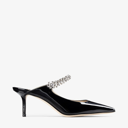 JC OPEN TOE LEATHER HEELS - BLACK