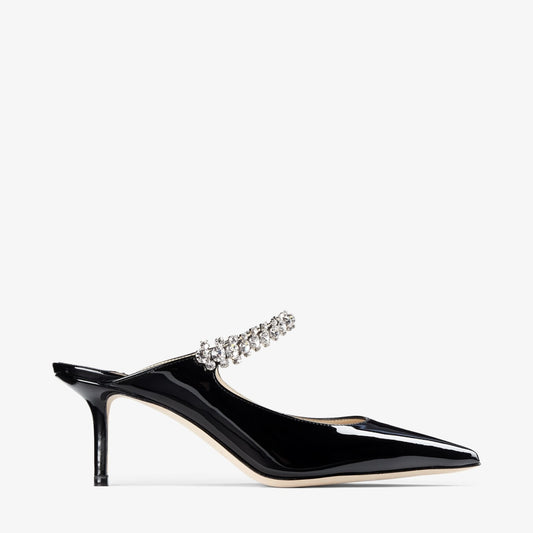 JC OPEN TOE LEATHER HEELS - BLACK