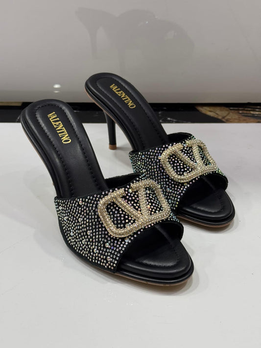 BELLARIA RHINESTONE OPEN HIGH-HEEL - BLACK