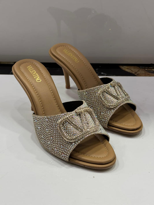 BELLARIA RHINESTONE OPEN HIGH-HEEL - BEIGE