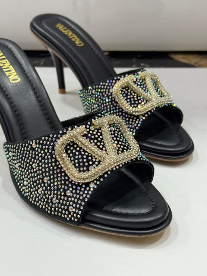 BELLARIA RHINESTONE OPEN HIGH-HEEL - BLACK