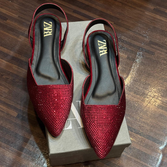 BELLARIA SHIMMER SLINGBACK PUMPS - RED